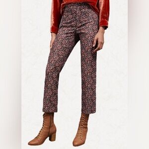 Anthropologie Pink and Brown Patterned Cropped Pants